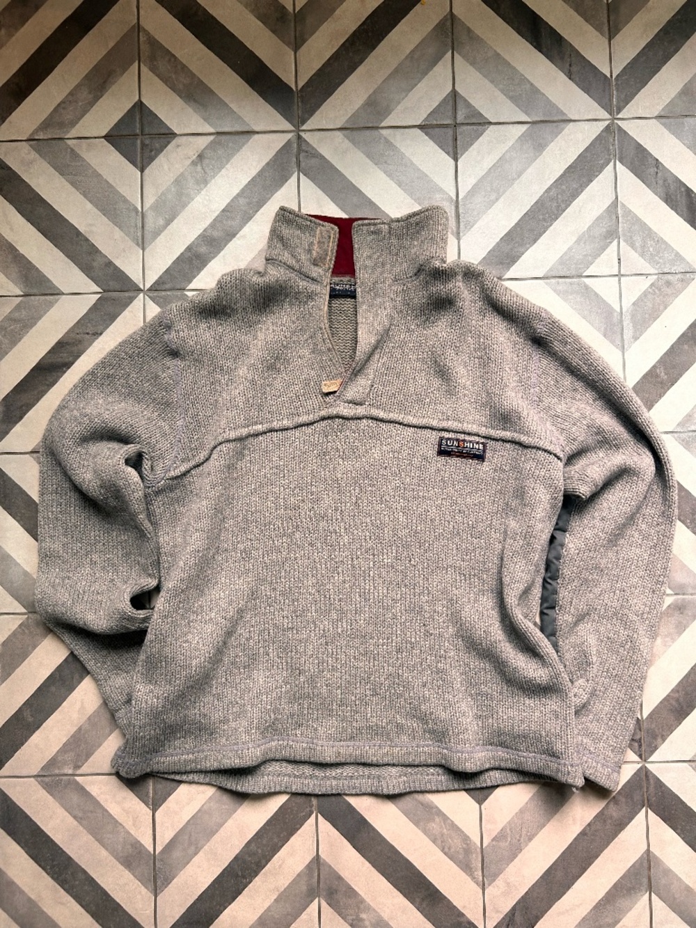 Grey Knit Quarter-Zip Sweater